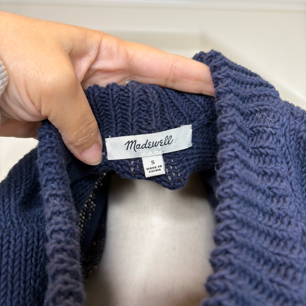 MADEWELL Wellesley Bobble Pullover Sweater in Dark Nightfall - Picture 7 of 8
